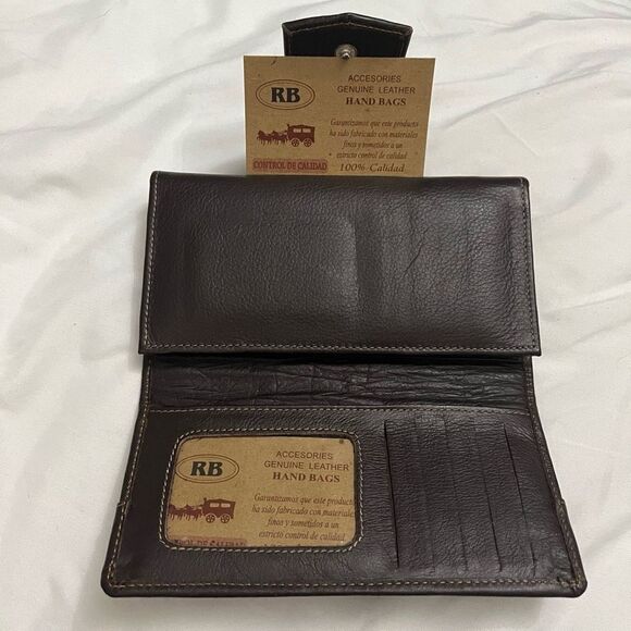 NWT RB GENUINE LEATHER WALLET CHECKBOOK COVER 100% QUALITY 15 CARD SLOTS 4 CASH - Picture 3 of 6